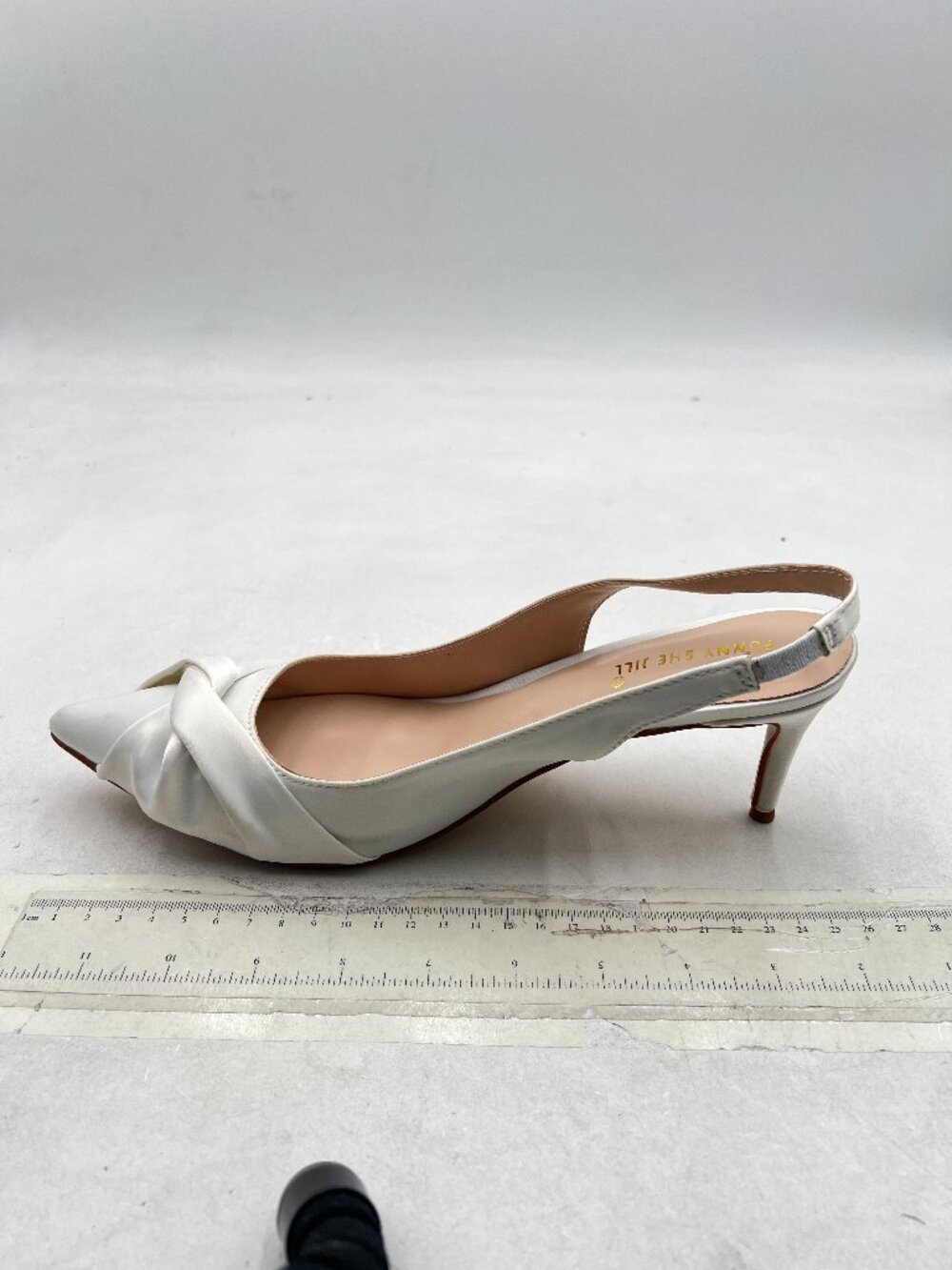 FSJ White Slingback Pumps Mid Heels Sandals Pointy Toe Comfortable Formal Shoes